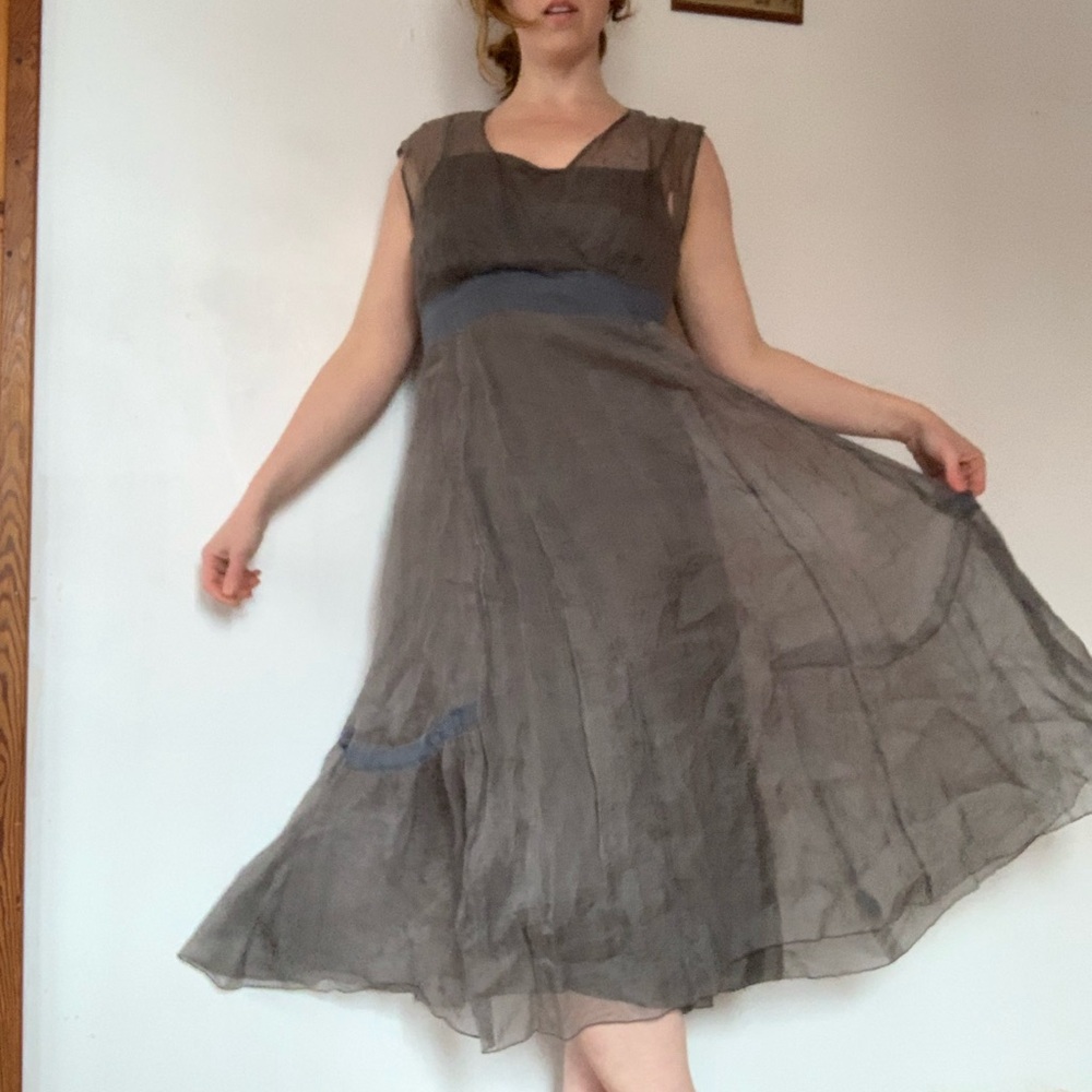 Sheer Silk Jigsaw Dress – Ethereal, Raw Edge, Mystical Elegance